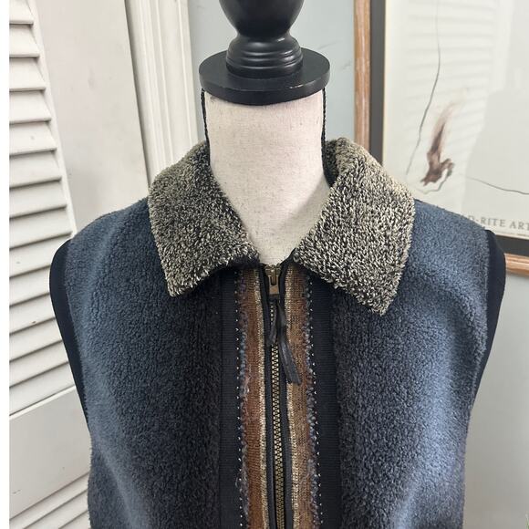 Vintage KD SPRING Womens Vest Large Gray Fleece Full Zip Lagenlook Artsy Boho - Picture 3 of 11